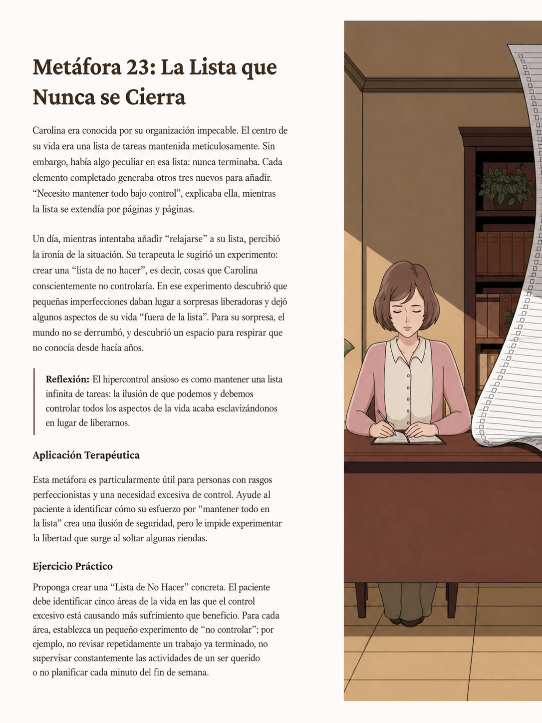 Metáfora terapéutica ilustrada del material